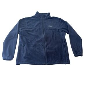 Columbia Mens Full Zip Jacket Long Sleeve‎ Fleece Mock Neck Solid Black 3XT